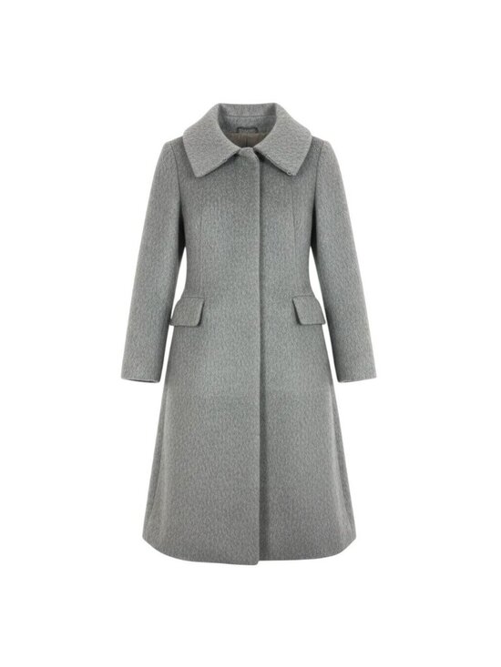 Max Mara Jackets & Blazers - Max Mara White Tag Soutien Collar Coat Alpaca Blend Shaggy Gray